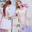 พร้อมส่ง เดรสผ้าคัตตอนและผ้าลูกไม้สีขาว
