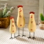 พร้อมส่ง งานไม้ ตุ๊กตาไก่ ครอบครัวไก่ยืน สีเหลืองลายดอกไม้ เซต 3 ตัว Zakka