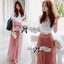 พร้อมส่ง เซ็ตเสื้อเปิดไหล่และกระโปรงยาวสไตล์วินเทจโบฮีเมียน