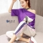 เสื้อผ้าเกาหลี พร้อมส่ง Set เสื้อปาดไหล่+กางเกงวอร์ม