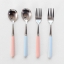 ช้อน-ส้อม สเตนเลส ช้อนกลม ที่จับเซรามิค สีฟ้า ชมพู เขียว Zakka
