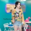 เสื้อเกาหลี พร้อมส่ง เสื้อคอวี แขนยาวไขว้อก