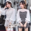 เสื้อผ้าแฟชั่นเกาหลี พร้อมส่ง เสื้อคอตั้งจับจีบ