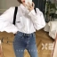เสื้อเกาหลี พร้อมส่ง เสื้อเชิ๊ต แขนยาว ทรง oversize