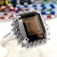 SKJewelryFactory แหวนเงินแท้ 92.5% แหวนพลอยหน้าสี่เหลี่ยม พลอยสโมกกี้ควอทซ์แท้ ER01140-SMQ