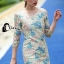 พร้อมส่ง Mini Dress ทรง 5 ส่วน แต่งลวดลายด้วยด้ายไหมสีทอง