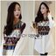 พร้อมส่ง เชิ้ตเดรสผ้าคอตตอนตกแต่งผ้าวูลทอ