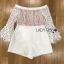 เสื้อผ้าเกาหลี พร้อมส่ง เพลย์สูทขาสั้น ทรงเปิดไหล่