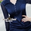 พร้อมส่ง เสื้อทรงคอวี สีน้ำเงิน