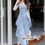 เสื้อผ้าเกาหลี พร้อมส่ง จั๊มสูท ทรงคอปาดแขนล้ำ