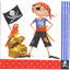 แนวภาพทะเล เด็กชายโจรสลัด กับหีบสมบัติ การ์ตูน Pirate เป็นภาพบล็อค 4 กระดาษแนพกิ้นสำหรับทำงาน เดคูพาจ Decoupage Paper Napkins ขนาด 33X33cm