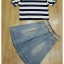 เสื้อผ้าเกาหลี พร้อมส่ง ชุดเซ็ทเสื้อยืด+กางเกง+เข็มขัด