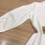 พร้อมส่ง long shirt สีขาวแขน ห้าส่วนเพ้นลวดลายกิ่งดอกไม้