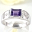 SKJewelryFactory แหวนเงินแท้ ฝังพลอยแอมิทิสต์แท้ พลอยเหลี่ยม ประดับเพชร ER02351-AMT