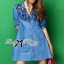 พร้อมส่ง เชิ้ตเดรสผ้าเดนิมปักลายดอกไม้
