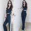 พร้อมส่ง Sets เสื้อครอปคอวีแขนกุด