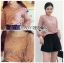 เสื้อเกาหลี พร้อมส่ง เสื้อ แขนยาวผ้าลูกไม้ลายดอกไม้