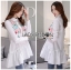 พร้อมส่ง เสื้อแฟชั่น เชิ้ตยาวปักลายดอกไม้