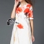 พร้อมส่ง Long Dress ทรงตรง แขนสั้น แต่งลายดอกสีส้ม