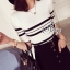 พร้อมส่ง เสื้อทอไหมพรมเนื้อนุ่ม เล่นลายขวางโทนขาวดำ