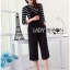 พร้อมส่ง เซ็ตเอี๊ยมจัมป์สูทขากว้างใส่ทับเสื้อแขนยาว