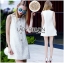 พร้อมส่ง เดรสแขนกุดผ้าโบรเคดลายลูกไม้