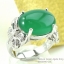 SKJewelryFactory แหวนโบว์คู่ แหวนชูหัวพลอย เจียรนัยพลอยทรงหลังเบี้ย แวววาว เหมือนมีดวงตาเพิ่ม พลอยกรีนอะเกทแท้ ER00846-GAC