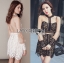 พร้อมส่ง เดรสผ้าลูกไม้ตกแต่งออร์แกนซ่าโปร่งเปิดหลัง