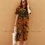 เสื้อผ้าเกาหลี พร้อมส่ง เสื้อยืด คอvปริ้นลายมัดย้อม