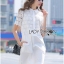 พร้อมส่ง เชิ้ตเดรสผ้าคอตตอนตกแต่งผ้าลูกไม้สีขาว
