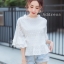 เสื้อลูกไม้ พร้อมส่ง เสื้อผ้าลูกไม้ เย็บแต่งระบาย 2 ชั้น