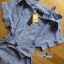 พร้อมส่ง เชิ้ตเปิดไหล่ลายทางสีน้ำเงิน เสื้อแฟชั่น