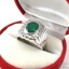 SKJewelryFactory แหวนชาย พลอยแท้ สีเขียวมรกต ล้อมเพชร MR00391-GAG