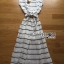 พร้อมส่ง แม็กซี่เกาหลีลายขวาง มาพร้อมโบว์ผูกเอว