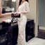 พร้อมส่ง Long dress สีขาวแขน 5 ส่วนงานลูกไม้ทั้งชุด