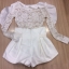 พร้อมส่ง เสื้อแขนยาวลูกไม้สีขาว แต่งขลิปผ้าสีขาว