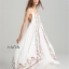 ชุดเดรสเกาหลี พร้อมส่ง ชุดเดรสยาว สีขาว แหวกหน้า-หลัง