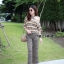 เสื้อผ้าเกาหลี พร้อมส่ง ชุดเสื้อคอกลมปาดเว้าไหล่