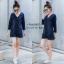 เสื้อผ้าเกาหลี พร้อมส่ง จั้มสูธ ผ้ายีนส์ฟอกคอวี