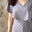 เสื้อผ้าเกาหลี พร้อมส่ง จั้มสูท ปริ้นลาย Pokadot
