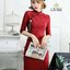 เดรสเกาหลี พร้อมส่ง เสื้อคอจีน แขน3ส่วน