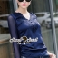 พร้อมส่ง เสื้อทรงคอวี สีน้ำเงิน