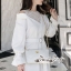 เสื้อผ้าเกาหลี พร้อมส่ง เสื้อเชิ๊ท เนื้อผ้าคอตตอนสีขาว