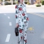 เสื้อผ้าเกาหลี พร้อมส่ง เสื้อเชิ้ตลายกุหลาบกับกางเกง