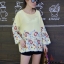 เสื้อเกาหลี พร้อมส่ง เสื้อแขนยาว คอกลมผ้าsilk
