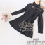 พร้อมส่ง เดรสสั้นซีทรูปักลายลูกไม้