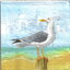 แนวภาพทะเล นกนางนวลเกาะขอนไม้ ริมชายหาด Seagull เป็นภาพครึ่งแผ่น กระดาษแนพกิ้นสำหรับทำงาน เดคูพาจ Decoupage Paper Napkins ขนาด 33X33cm