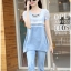 พร้อมส่ง เซ็ตเสื้อผ้าลูกไม้ตกแต่งเดนิมและกางเกง