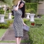 เดรสเกาหลี พร้อมส่ง Dress คอกลมแขนสั้น