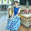 พร้อมส่ง ชุดเข้าเซทสีนำเงินจับคู่มากับกระโปรงทรงพอง
